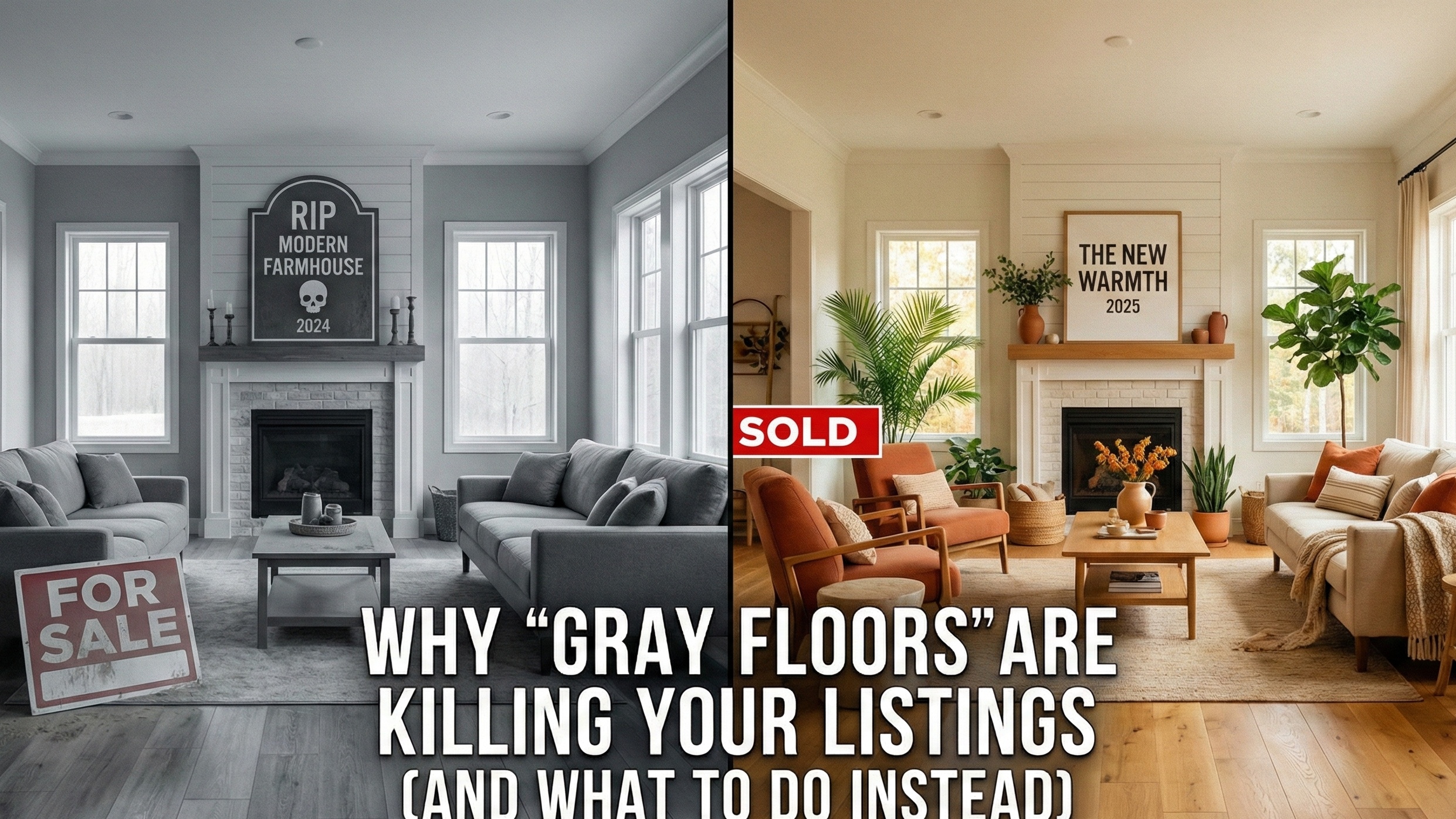RIP Modern Farmhouse: Why "Gray Floors" Are Killing Your Listings (And What to Do Instead)