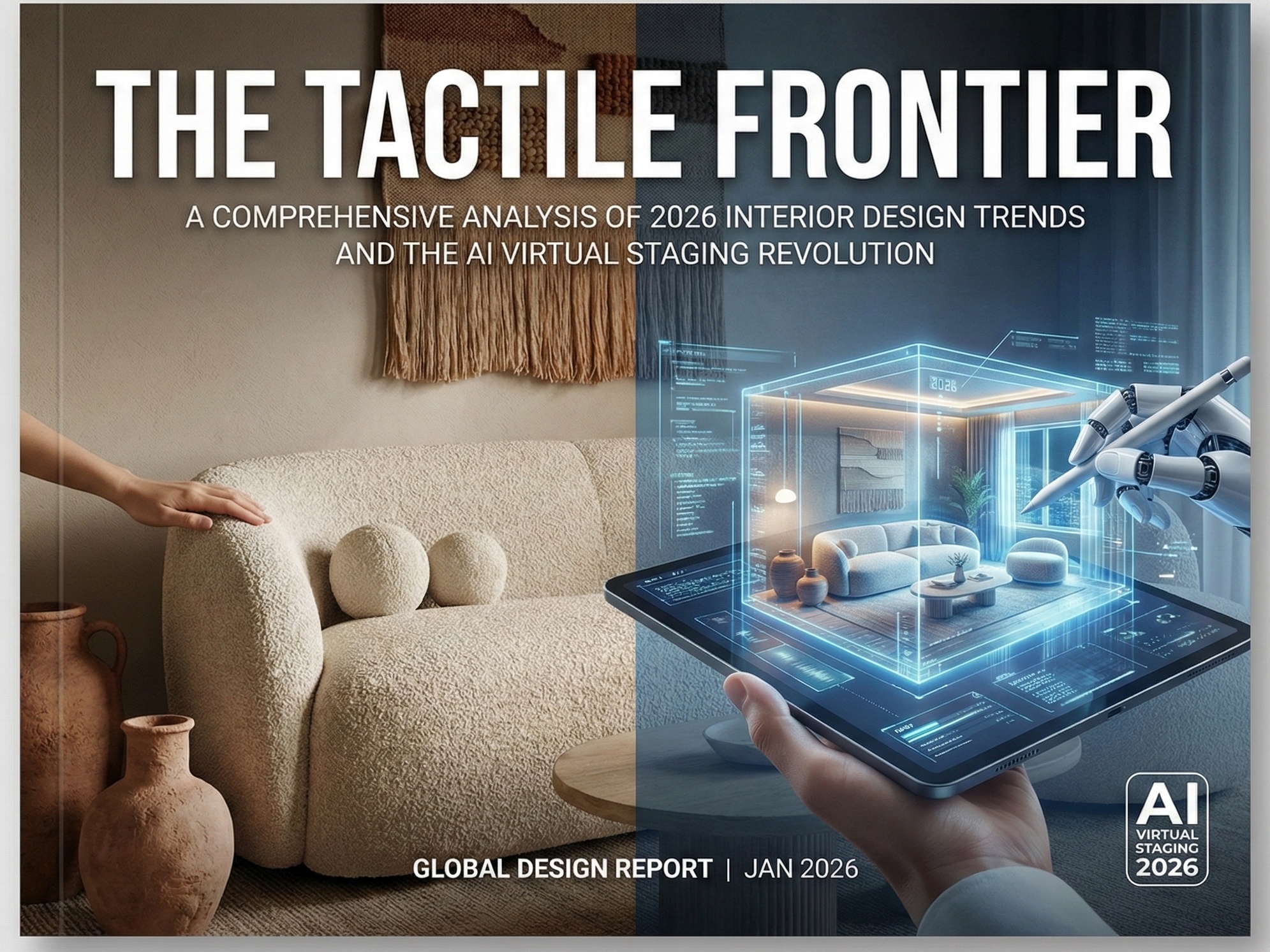 The Tactile Frontier: A Comprehensive Analysis of 2026 Interior Design Trends and the AI Virtual Staging Revolution