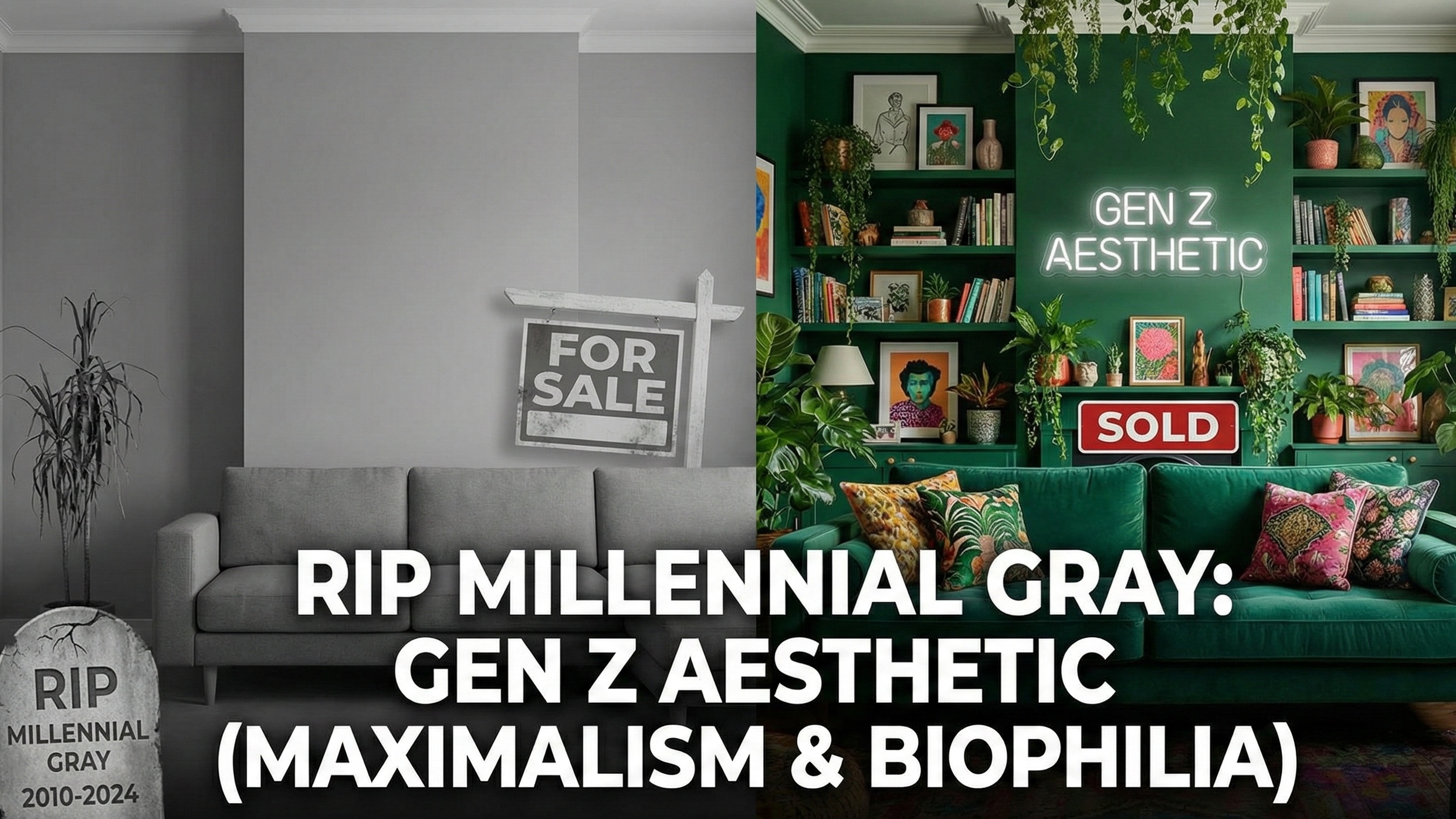 RIP Millennial Gray: Staging Homes for the Gen Z Aesthetic (Maximalism & Biophilia)
