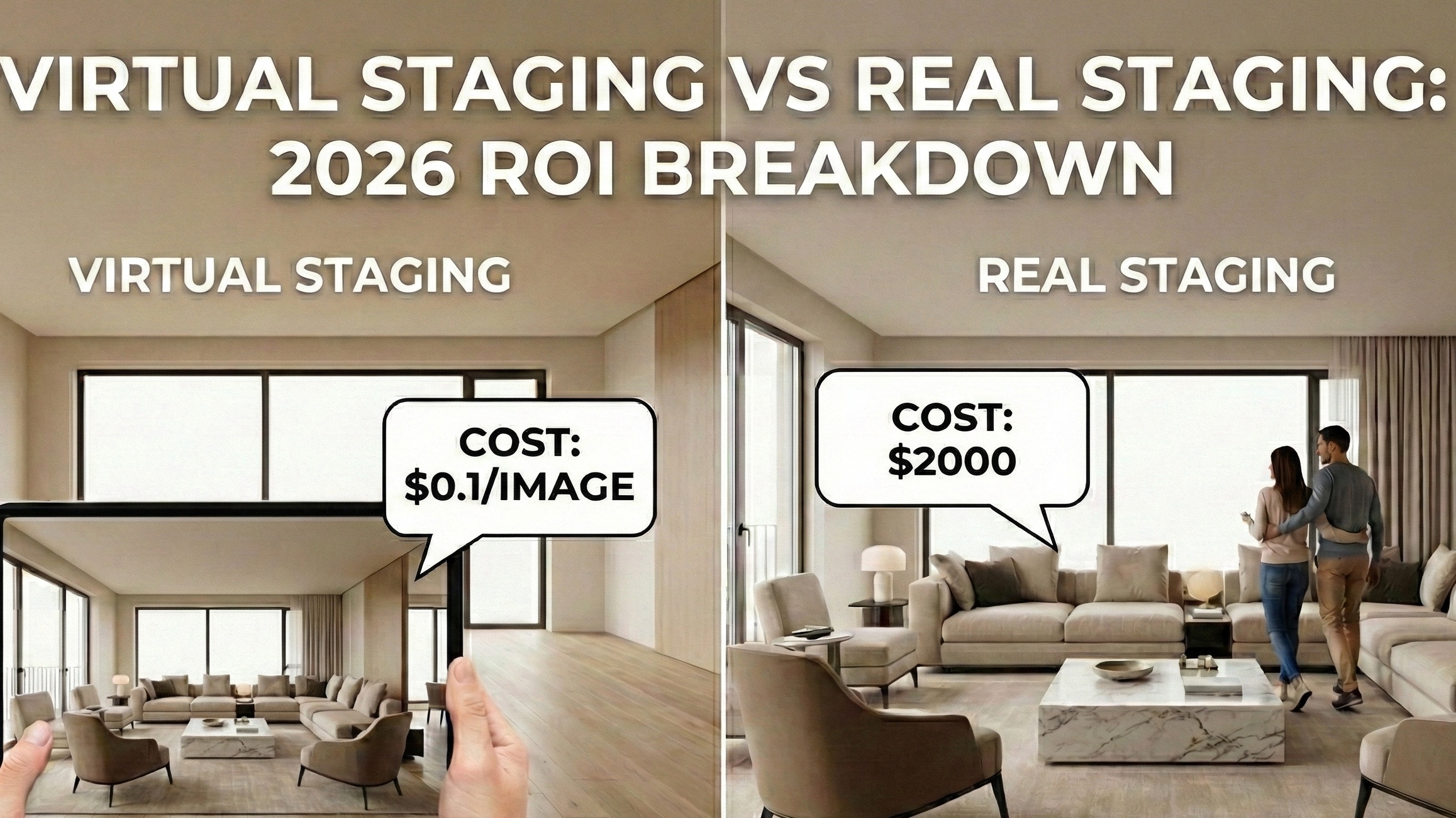 Virtual Staging vs Real Staging: The Definitive ROI Breakdown (2026)